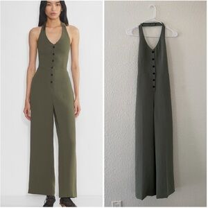 Aritzia Wilfred Upscale Olive Green Halter Jumpsuit